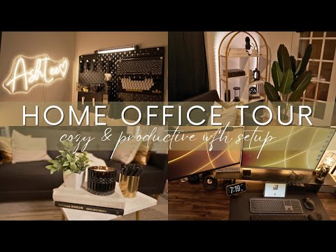 Desk Setup 2024 | Full Office Tour | Cozy & Productive WFH Workspace | Modern & Moody Office [Video]