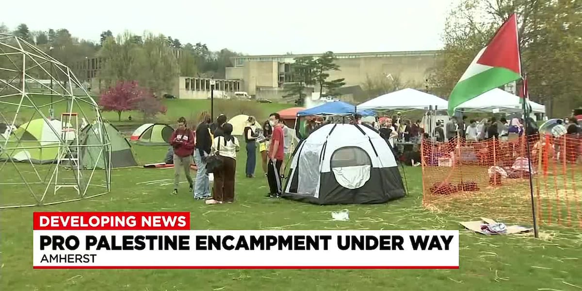 Pro-Palestinian encampment underway at UMass Amherst [Video]