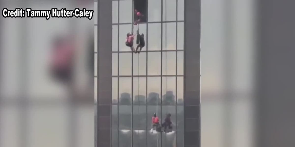 Glass workers help rescue window washer stuck 23 stories in the air [Video]